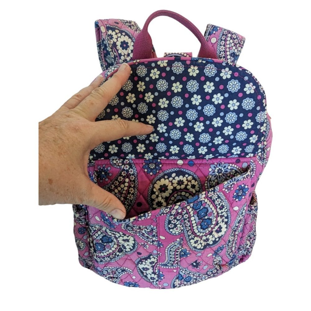 Vera Bradley Backpack Boysenberry Paisley Quilted Pink Blue - Picture 3 of 16